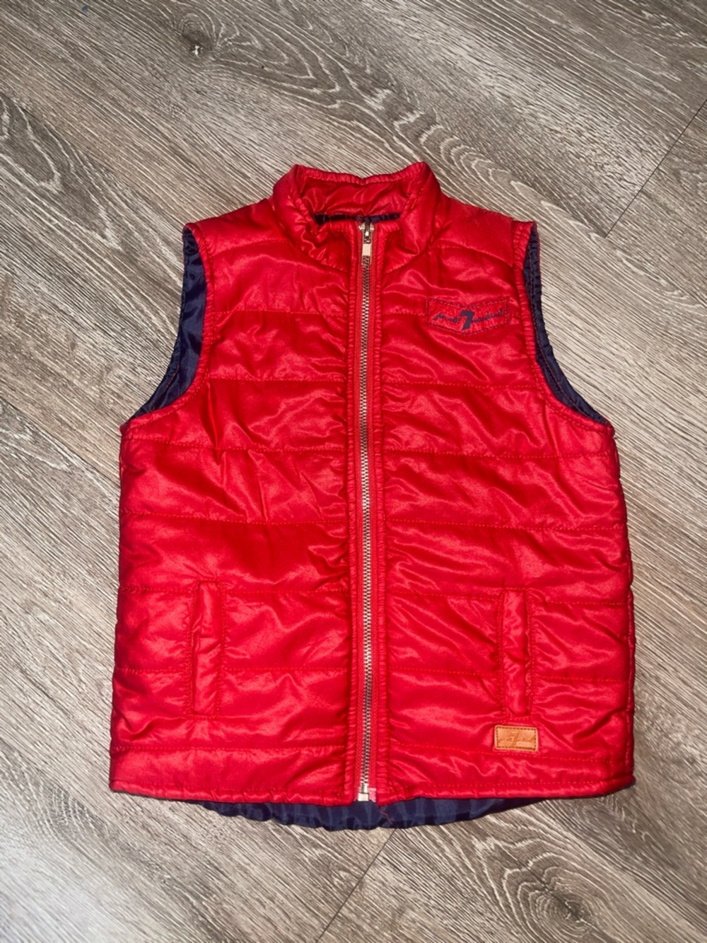 7 for all mankind Red Quilted Vest with Navy Interior puffer size 4t